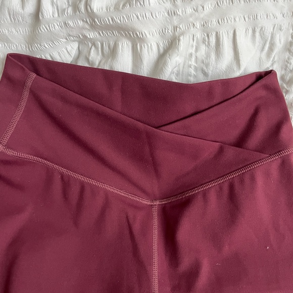 snatched waist dark red flare leggings - Picture 2 of 3